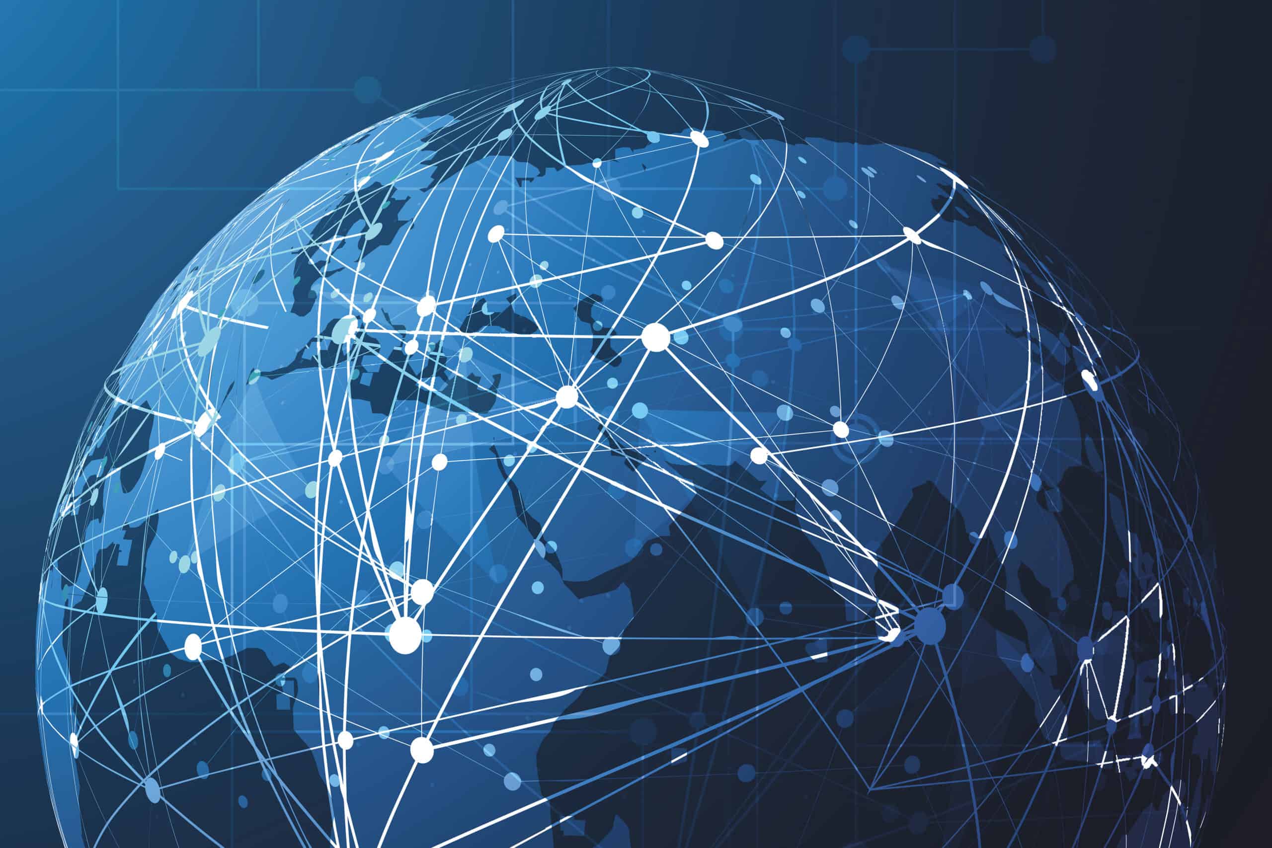 Globale Netzwerkverbindung. Weltkarte Punkt und Linie Zusammensetzung